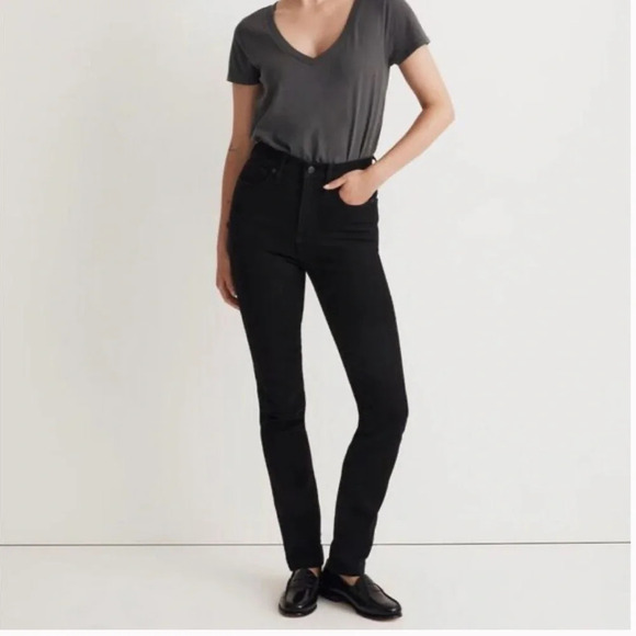 Madewell Denim - Madewell women’s 10’ high rise skinny denim jeans stretch black size 25